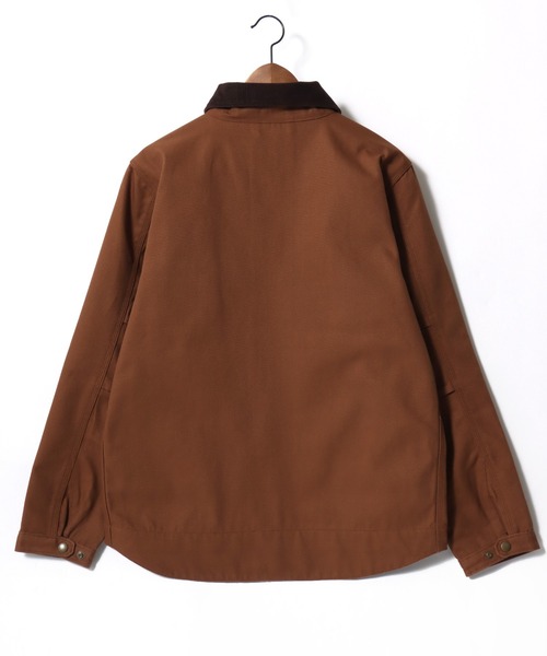 HOUSTON（ヒューストン）の「HOUSTON/ヒューストン Duck Zip Work Jacket/オーバーサイズ ダック 襟コーデュロイ 裏ブランケット ワークジャケット/ハンティングジャケット/ブルゾン/レディース メンズ（ブルゾン・メンズ・ブラック/オリーブ/ブラウン・M/L/XL）」の10枚目の写真