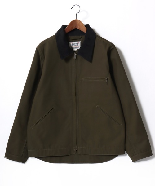 HOUSTON（ヒューストン）の「HOUSTON/ヒューストン Duck Zip Work Jacket/オーバーサイズ ダック 襟コーデュロイ 裏ブランケット ワークジャケット/ハンティングジャケット/ブルゾン/レディース メンズ（ブルゾン・メンズ・ブラック/オリーブ/ブラウン・M/L/XL）」の11枚目の写真