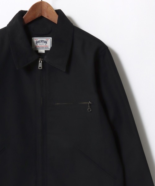 HOUSTON（ヒューストン）の「HOUSTON/ヒューストン Duck Zip Work Jacket/オーバーサイズ ダック 襟コーデュロイ 裏ブランケット ワークジャケット/ハンティングジャケット/ブルゾン/レディース メンズ（ブルゾン・メンズ・ブラック/オリーブ/ブラウン・M/L/XL）」の4枚目の写真