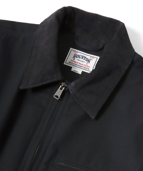 HOUSTON（ヒューストン）の「HOUSTON/ヒューストン Duck Zip Work Jacket/オーバーサイズ ダック 襟コーデュロイ 裏ブランケット ワークジャケット/ハンティングジャケット/ブルゾン/レディース メンズ（ブルゾン・メンズ・ブラック/オリーブ/ブラウン・M/L/XL）」の13枚目の写真