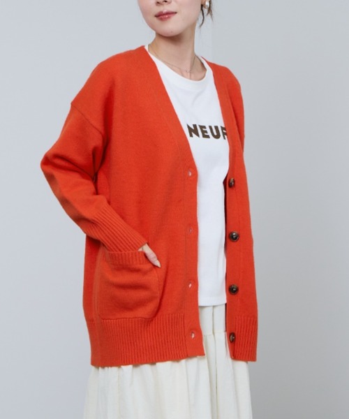 NAVY（ネイビー）の「もちりVカーディガン（カーディガン/ボレロ・レディース・ブルーグレー/ブルーグリーン/グリーン/チャコールグレー/オレンジ・FREE）」の5枚目の写真