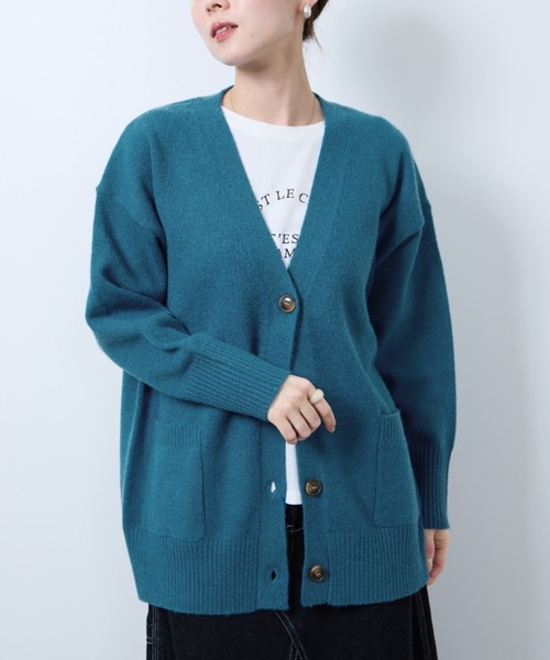 NAVY（ネイビー）の「もちりVカーディガン（カーディガン/ボレロ・レディース・ブルーグレー/ブルーグリーン/グリーン/チャコールグレー/オレンジ・FREE）」の22枚目の写真