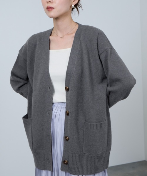 NAVY（ネイビー）の「もちりVカーディガン（カーディガン/ボレロ・レディース・ブルーグレー/ブルーグリーン/グリーン/チャコールグレー/オレンジ・FREE）」の17枚目の写真