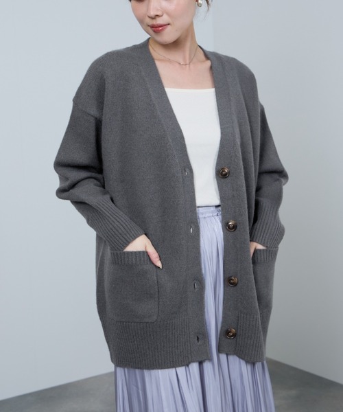 NAVY（ネイビー）の「もちりVカーディガン（カーディガン/ボレロ・レディース・ブルーグレー/ブルーグリーン/グリーン/チャコールグレー/オレンジ・FREE）」の16枚目の写真