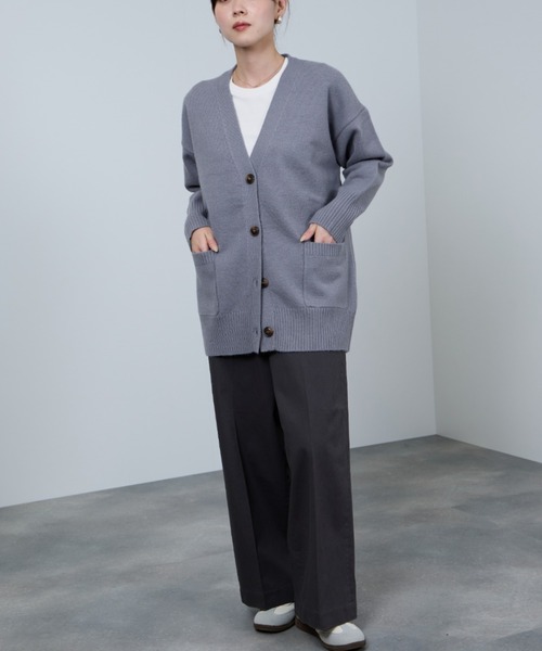 NAVY（ネイビー）の「もちりVカーディガン（カーディガン/ボレロ・レディース・ブルーグレー/ブルーグリーン/グリーン/チャコールグレー/オレンジ・FREE）」の18枚目の写真