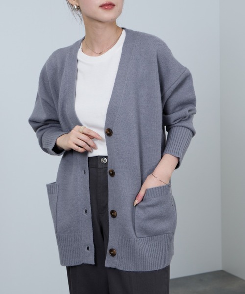 NAVY（ネイビー）の「もちりVカーディガン（カーディガン/ボレロ・レディース・ブルーグレー/ブルーグリーン/グリーン/チャコールグレー/オレンジ・FREE）」の19枚目の写真