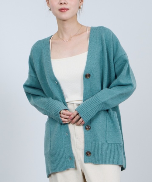 NAVY（ネイビー）の「もちりVカーディガン（カーディガン/ボレロ・レディース・ブルーグレー/ブルーグリーン/グリーン/チャコールグレー/オレンジ・FREE）」の20枚目の写真