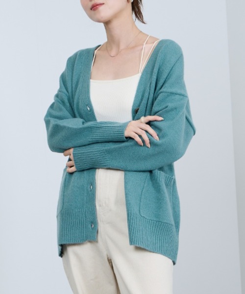 NAVY（ネイビー）の「もちりVカーディガン（カーディガン/ボレロ・レディース・ブルーグレー/ブルーグリーン/グリーン/チャコールグレー/オレンジ・FREE）」の21枚目の写真