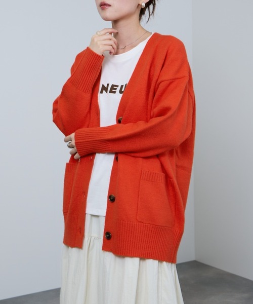 NAVY（ネイビー）の「もちりVカーディガン（カーディガン/ボレロ・レディース・ブルーグレー/ブルーグリーン/グリーン/チャコールグレー/オレンジ・FREE）」の12枚目の写真