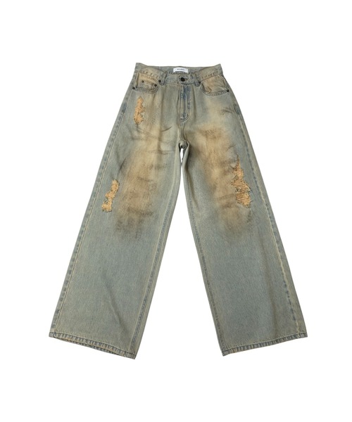 セール】ダーティクラッシュJ/Wルーズデニムパンツ（デニムパンツ