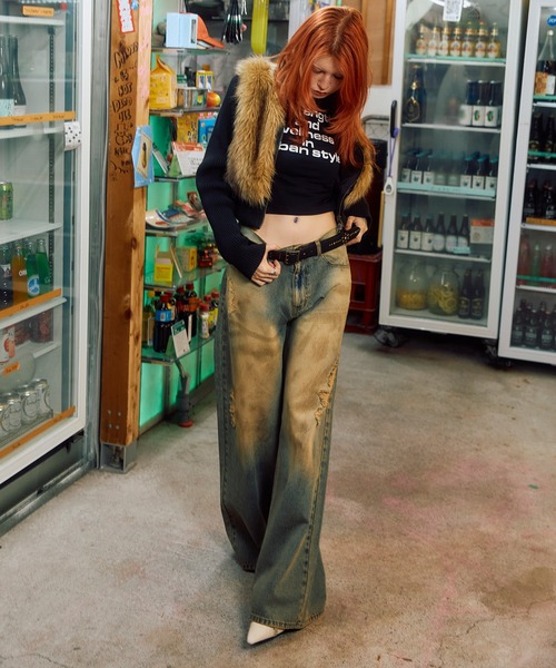 aclent ダーティクラッシュJ/Wルーズデニムパンツ ダーティクラッシュJ/Wルーズデニムパンツ｜ACLENT（アクレント）