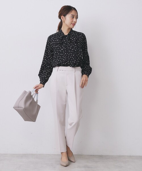 アシンメトリーレイヤードボウタイブラウス【洗濯機OK/イージー