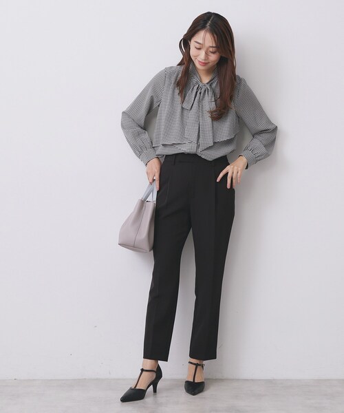 アシンメトリーレイヤードボウタイブラウス【洗濯機OK/イージー