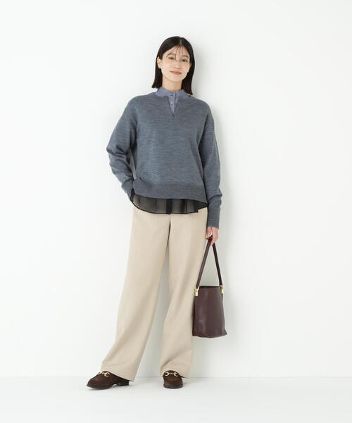 human woman（ヒューマンウーマン）の「◆ハイゲージプレーティングスキッパー風プルオーバー（ニット/セーター・レディース・グリーン/ベージュ/パープル/グレー・MEDIUM）」の12枚目の写真