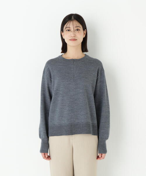 human woman（ヒューマンウーマン）の「◆ハイゲージプレーティングスキッパー風プルオーバー（ニット/セーター・レディース・グリーン/ベージュ/パープル/グレー・MEDIUM）」の13枚目の写真