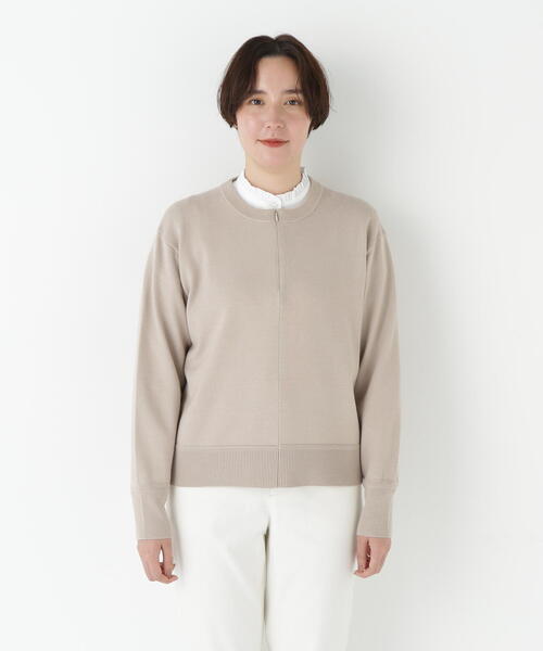 human woman（ヒューマンウーマン）の「◆ハイゲージプレーティングスキッパー風プルオーバー（ニット/セーター・レディース・グリーン/ベージュ/パープル/グレー・MEDIUM）」の18枚目の写真