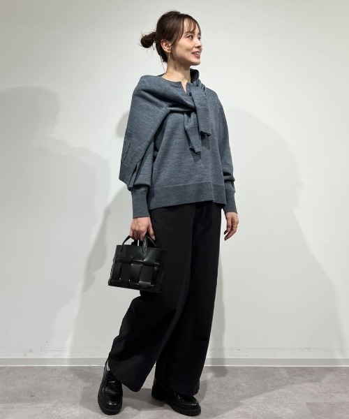 human woman（ヒューマンウーマン）の「◆ハイゲージプレーティングスキッパー風プルオーバー（ニット/セーター・レディース・グリーン/ベージュ/パープル/グレー・MEDIUM）」の10枚目の写真