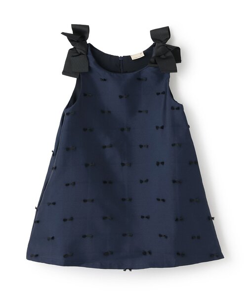 petit main（プティマイン）の「【リンク】肩リボンジャンパースカート（ジャンパースカート・キッズ・ライトベージュ/カラフル/ネイビー・110cm/130cm/120cm/90cm/100cm/80ｃｍ）」の2枚目の写真