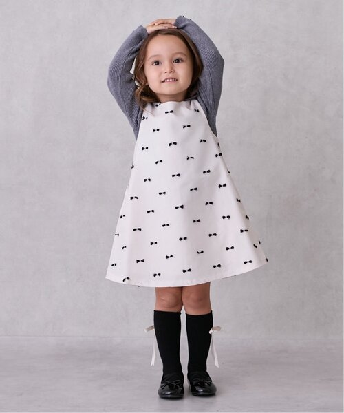 petit main（プティマイン）の「【リンク】肩リボンジャンパースカート（ジャンパースカート・キッズ・ライトベージュ/カラフル/ネイビー・110cm/130cm/120cm/90cm/100cm/80ｃｍ）」の4枚目の写真