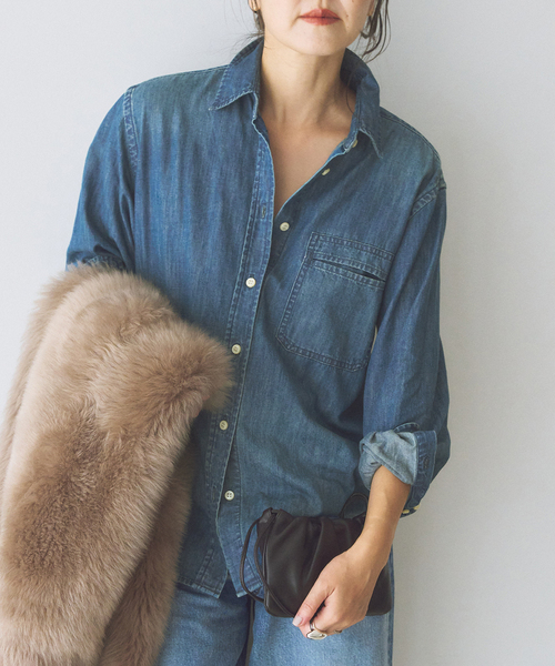 plage SP WHT DENIM BIG シャツ plage SP WHT DENIM BIG シャツ Healthy denim人気アイテムが