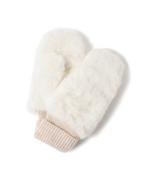 Ray BEAMS(レイビームス)の「【別注】CONTROL FREAK / フェイク ファー ミトン(手袋・レディース・ピンク/オフホワイト/ブラック・ONE SIZE)」の4枚目の写真