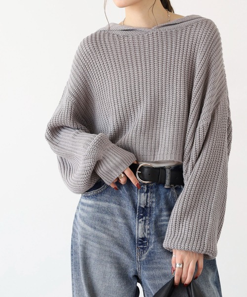 セール】セーラーカラー畦編みプルオーバー（ニット/セーター