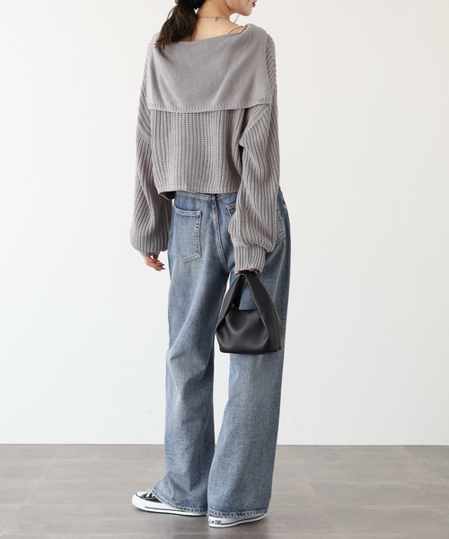 セール】セーラーカラー畦編みプルオーバー（ニット/セーター