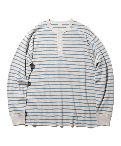 BEAMS PLUS（ビームスプラス）の「【別注】Healthknit / Honeycomb Thermal Henry Neck Long Sleeve T-shirt Horizontal Stripe（Tシャツ/カットソー・メンズ・その他/その他1・L/M/S/XL）」の3枚目の写真