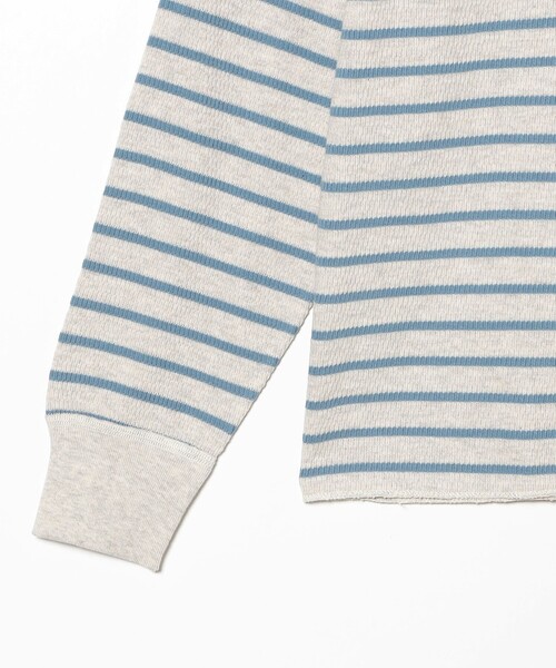 BEAMS PLUS（ビームスプラス）の「【別注】Healthknit / Honeycomb Thermal Henry Neck Long Sleeve T-shirt Horizontal Stripe（Tシャツ/カットソー・メンズ・その他/その他1・L/M/S/XL）」の7枚目の写真