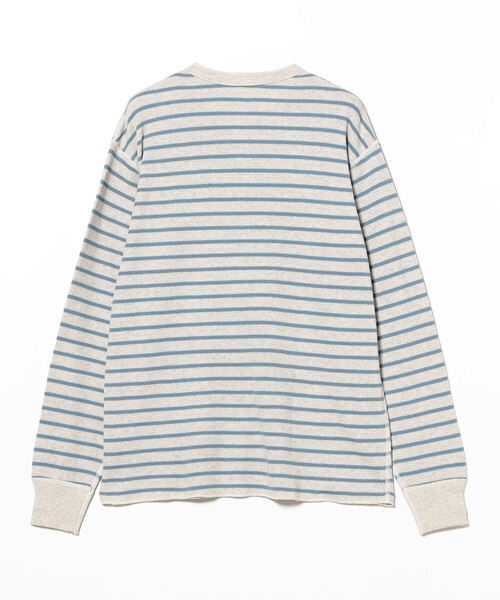 BEAMS PLUS（ビームスプラス）の「【別注】Healthknit / Honeycomb Thermal Henry Neck Long Sleeve T-shirt Horizontal Stripe（Tシャツ/カットソー・メンズ・その他/その他1・L/M/S/XL）」の8枚目の写真