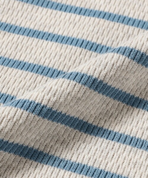 BEAMS PLUS（ビームスプラス）の「【別注】Healthknit / Honeycomb Thermal Henry Neck Long Sleeve T-shirt Horizontal Stripe（Tシャツ/カットソー・メンズ・その他/その他1・L/M/S/XL）」の9枚目の写真