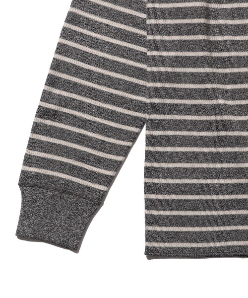 BEAMS PLUS（ビームスプラス）の「【別注】Healthknit / Honeycomb Thermal Henry Neck Long Sleeve T-shirt Horizontal Stripe（Tシャツ/カットソー・メンズ・その他/その他1・L/M/S/XL）」の14枚目の写真