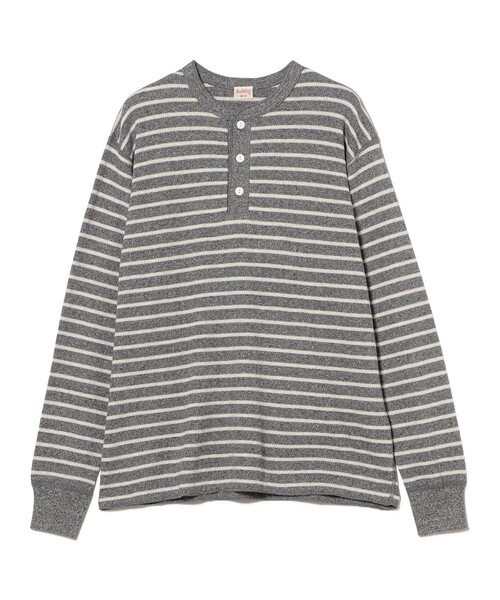 BEAMS PLUS（ビームスプラス）の「【別注】Healthknit / Honeycomb Thermal Henry Neck Long Sleeve T-shirt Horizontal Stripe（Tシャツ/カットソー・メンズ・その他/その他1・L/M/S/XL）」の15枚目の写真