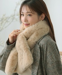 マフラー（イエロー/黄色系・フェイクファー）ファッション通販