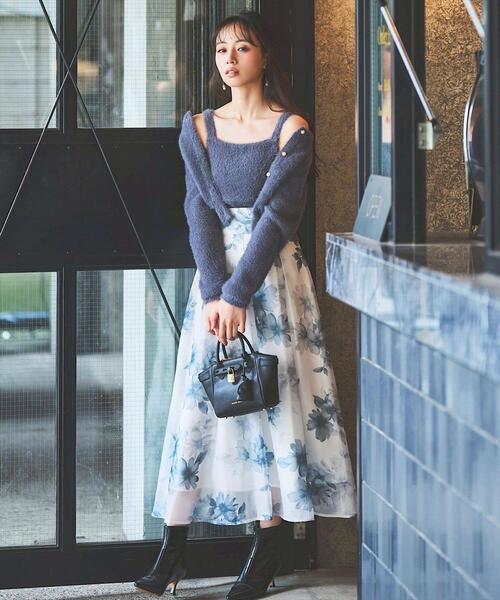 SWINGLE（スウィングル）の「【再入荷】フラワープリントフレアスカート（スカート・レディース・ブルー/レッド/ブラウン・FREE）」の3枚目の写真