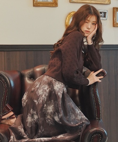 SWINGLE（スウィングル）の「【再入荷】フラワープリントフレアスカート（スカート・レディース・ブルー/レッド/ブラウン・FREE）」の6枚目の写真