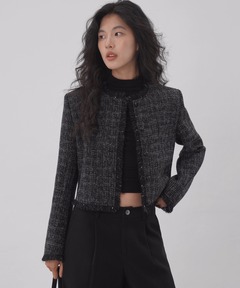 JUHA/ユハ】FANCY TWEED NO-COLLAR JACKET（ブルゾン）｜Juha（ユハ