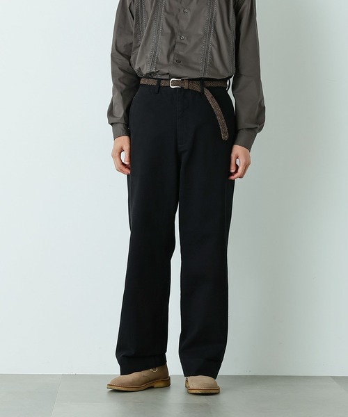 NANO universe（ナノユニバース）の「｢HOTEL PALACE｣ ワイドストレートチノパンツ（チノパンツ・メンズ・ベージュ/ブラック・L/M）」の2枚目の写真