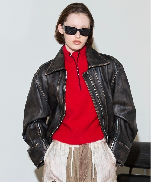 本革 リアル レザー 80's 90's vintage ジッパー ブルゾン Real Leather Zip Blouson / リアルレザージップブルゾン（ブルゾン