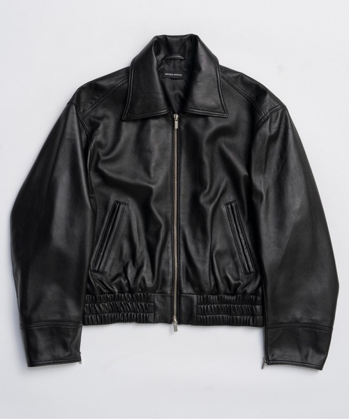 MAISON SPECIAL(メゾンスペシャル)の「Real Leather Zip Blouson / リアルレザージップブルゾン(ブルゾン・レディース・ブラック/ダークブラック/ダークブラウン・FREE)」の16枚目の写真
