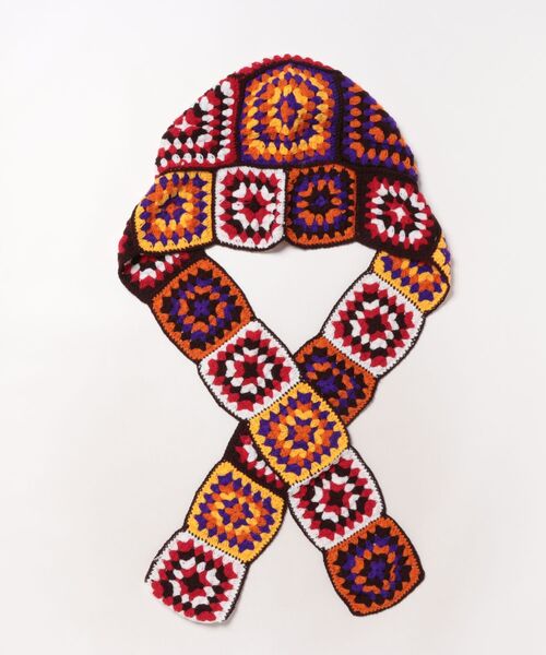 チャイハネ(チャイハネ)の「【チャイハネ】クロシラニットキャップ フード付きマフラー(ニットキャップ/ビーニー・レディース・パープル系その他・FREE)」の3枚目の写真