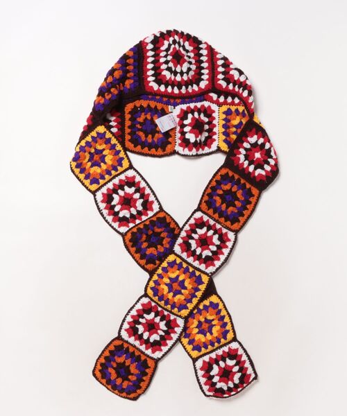 チャイハネ(チャイハネ)の「【チャイハネ】クロシラニットキャップ フード付きマフラー(ニットキャップ/ビーニー・レディース・パープル系その他・FREE)」の2枚目の写真