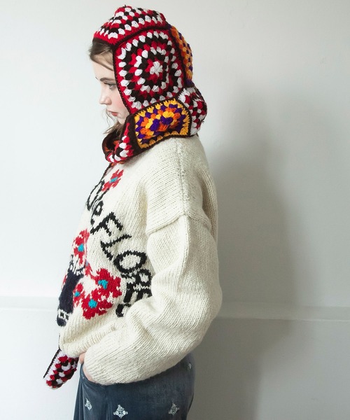 チャイハネ(チャイハネ)の「【チャイハネ】クロシラニットキャップ フード付きマフラー(ニットキャップ/ビーニー・レディース・パープル系その他・FREE)」の7枚目の写真