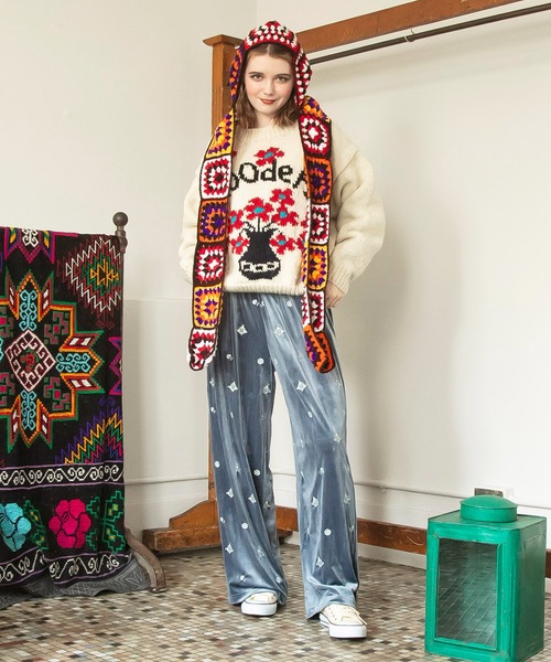 チャイハネ(チャイハネ)の「【チャイハネ】クロシラニットキャップ フード付きマフラー(ニットキャップ/ビーニー・レディース・パープル系その他・FREE)」の4枚目の写真