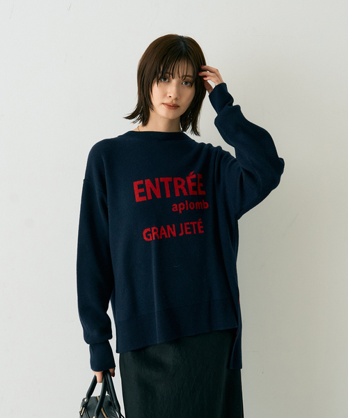 Rouge vif Anna(ルージュヴィフアンナ)の「ウール混ジャガードロゴニットプルオーバー(ニット/セーター・レディース・ベージュ/ネイビー・フリー)」の17枚目の写真
