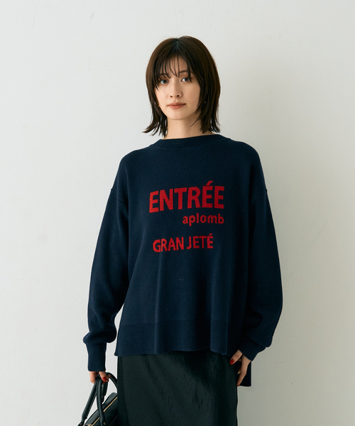 Rouge vif Anna(ルージュヴィフアンナ)の「ウール混ジャガードロゴニットプルオーバー(ニット/セーター・レディース・ベージュ/ネイビー・フリー)」の9枚目の写真