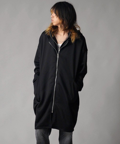 Theater code(シアターコード)の「Brushed Lining Double-Zipper Long Zip Hoodie / 裏起毛 2重ファスナー ロングジップパーカーメンズ(パーカー・メンズ・ブラック/グレー・2/3)」の3枚目の写真