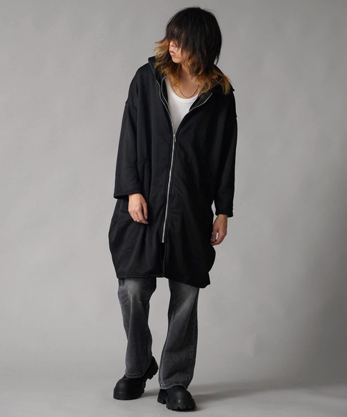 Theater code(シアターコード)の「Brushed Lining Double-Zipper Long Zip Hoodie / 裏起毛 2重ファスナー ロングジップパーカーメンズ(パーカー・メンズ・ブラック/グレー・2/3)」の10枚目の写真
