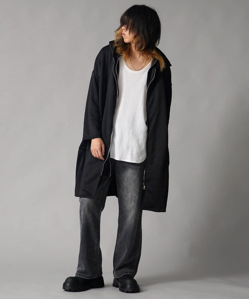 Theater code(シアターコード)の「Brushed Lining Double-Zipper Long Zip Hoodie / 裏起毛 2重ファスナー ロングジップパーカーメンズ(パーカー・メンズ・ブラック/グレー・2/3)」の11枚目の写真