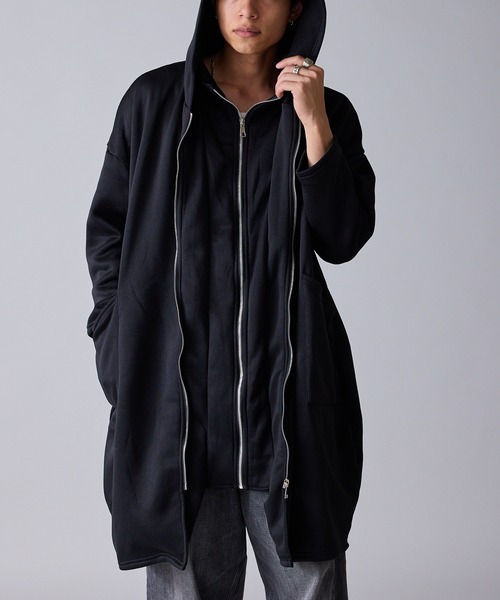 セール】Brushed Lining Double-Zipper Long Zip Hoodie / 裏起毛 2重